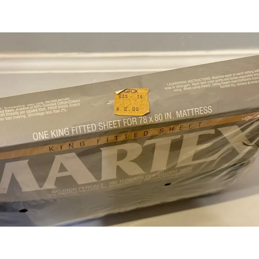 🛏️ Vintage Martex King Fitted Sheet Lot Navy & Black NOS Percale 180 TC